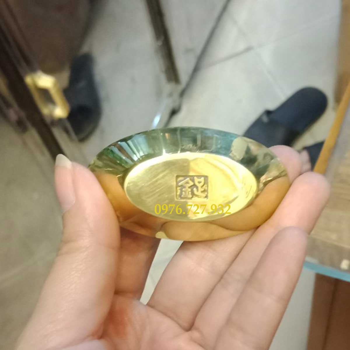 Thỏi vàng bằng đồng dài 6cm, thỏi vàng phong thủy, thỏi vàng cầu tài lộc