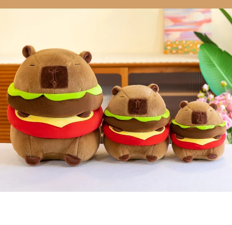 Thú nhồi bông Capybara bánh mì hamburger Đáng Yêu - Size từ 30cm đến 60cm - Quà tặng gấu bông chuột lang nước capy bara đáng yêu siêu mập.