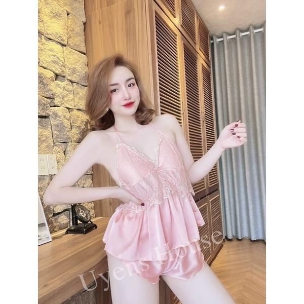 Set yếm sexy quyến rũ có mút ngực chất satin mềm, mịn, mát