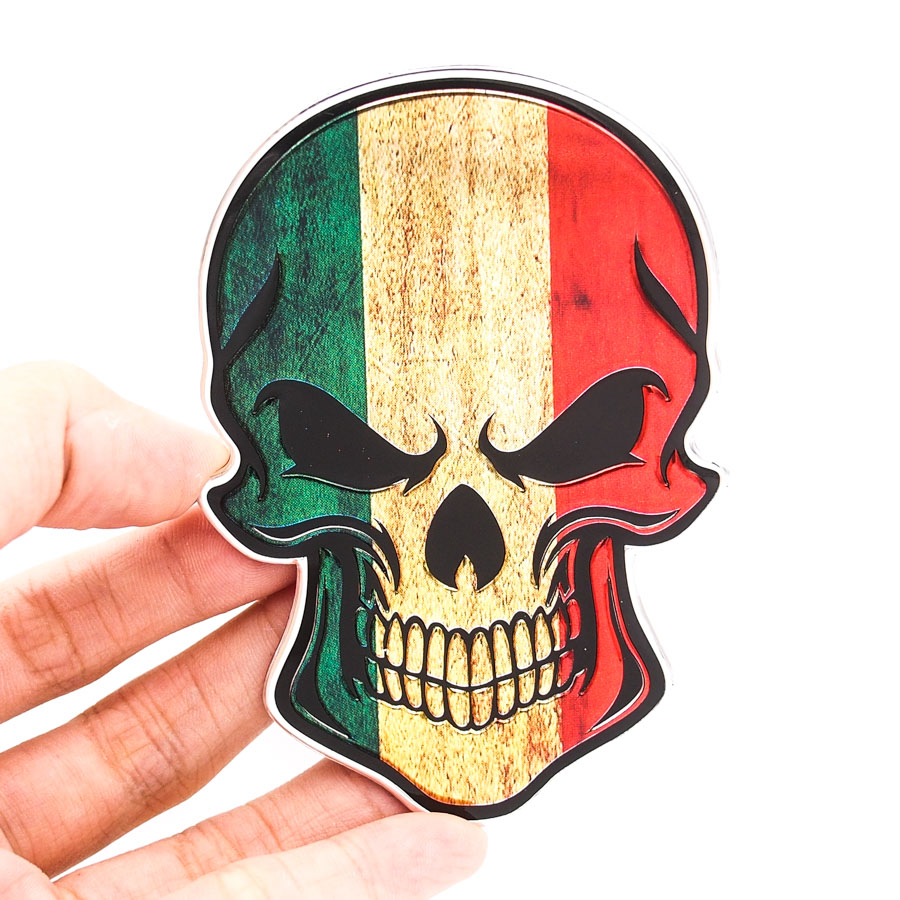 Sticker hình dán metal Đầu Lâu cờ Ý Italia