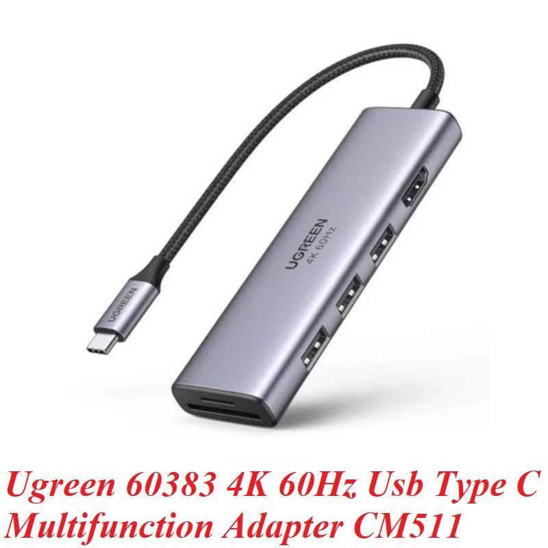 Ugreen UG60383CM511TK 4K 60Hz hdmi + 3x usb3.0 + card reader bộ chuyển hub Usb Type C Multifunction Adapter - HÀNG CHÍNH HÃNG