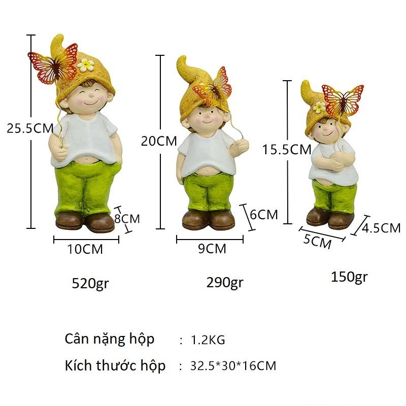 Set 3 búp bê gốm sứ cậu bé hở rốn dễ thương