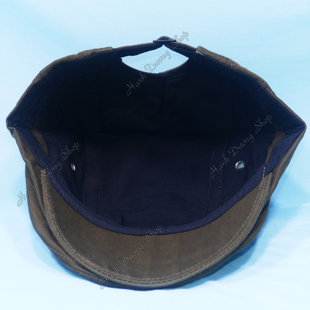 Mũ beret nam, nón mỏ vịt dành cho người trung niên thêu dấu móc NK, chất vải kaki 2 lớp chống nóng, có khóa đuôi tăng giảm size