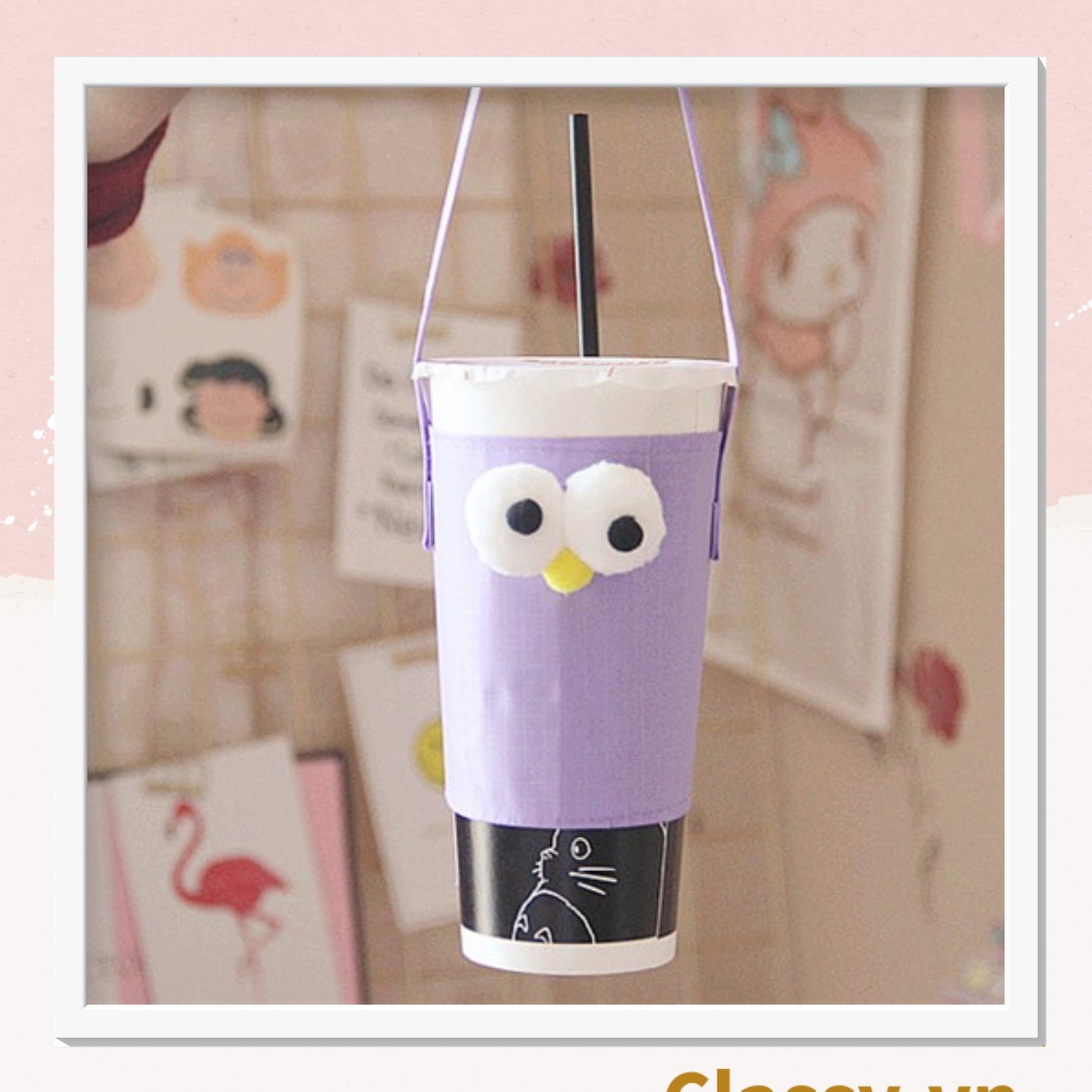 Túi vải canvas Classy đựng ly giữ nhiệt, bình nước có quai xách nhiều họa tiết ngộ nghĩnh PK1324