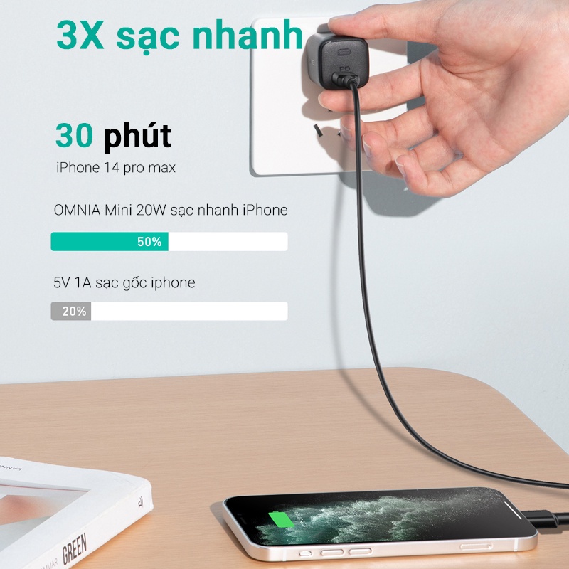 Củ Sạc Nhanh AUKEY PA-B1 Pro Cổng Type C Power Delivery 20W - Hàng Chính Hãng