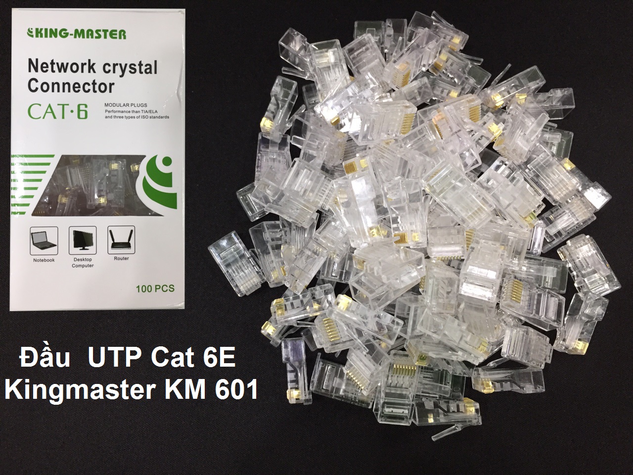 100 Đầu  UTP Cat 6E Kingmaster KM 601,ĐẦU BẤM MẠNG CAT 6,  ĐẦU RJ45 -HÀNG CHÍNH HÃNG