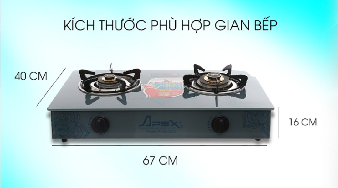 Bếp Gas Dương Đôi Mặt Kính Sunhouse Apex APB3550S - Chính Hãng