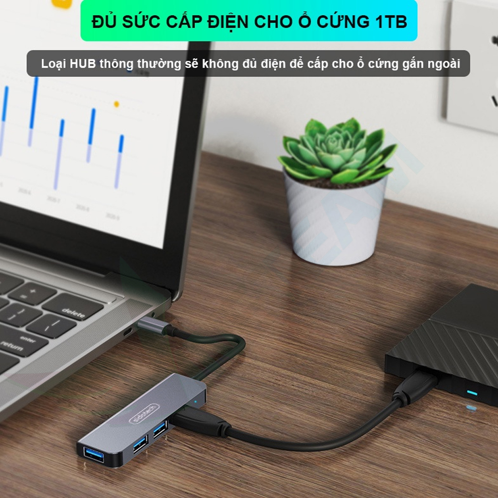 Cáp chuyển Type C ra 4 cổng USB - HUB USB Type c to 4 Port USB