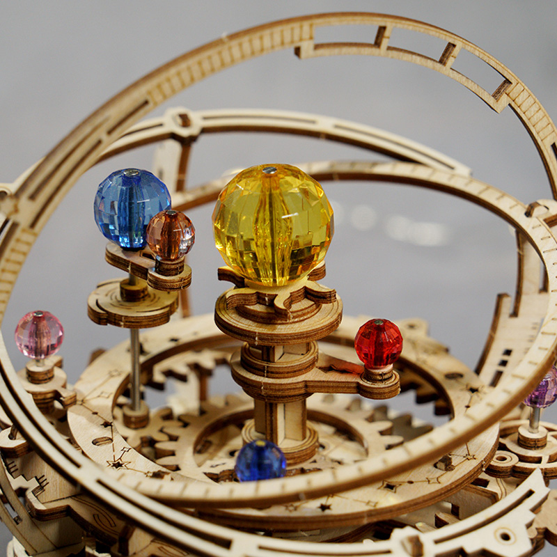 Đồ chơi lắp ráp gỗ 3D Mô hình Hộp nhạc Starry Night AMK51 Orrery Mechanical Music Box