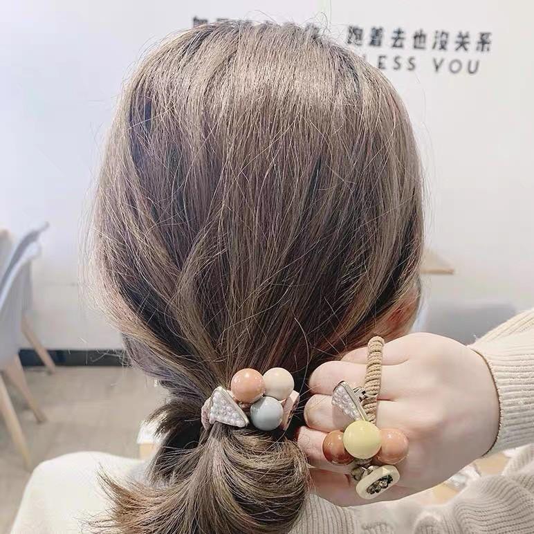 Dây Buộc Tóc Hàn Quốc Đính Hạt Cườm Màu Sắc Sang Chảnh
