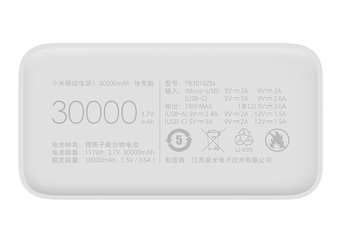 Pin sạc dự phòng Xiaomi Power Bank 3 30.000mAh - Hàng Nhập Khẩu