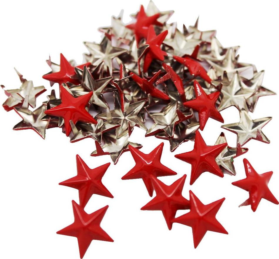 Kim Loại Đỏ Ngôi Sao Đính Đinh Tán Punk Gai Điểm Cho Leathercraft DIY Gói 50 Cho Quần Áo, Túi Xách quần Jean G