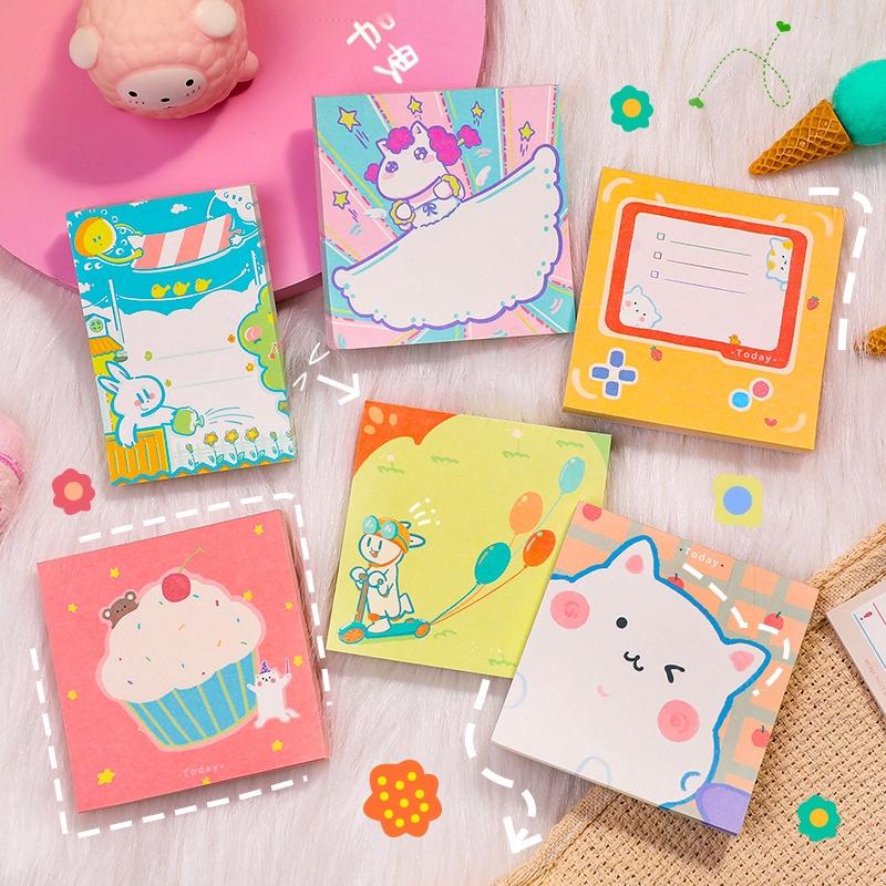 Sticky Notes/ Stationery / Paper, Korean cute girl cartoon notes for students, size 14 * 10 cm, 50 pages, Ready stock 【lyfs