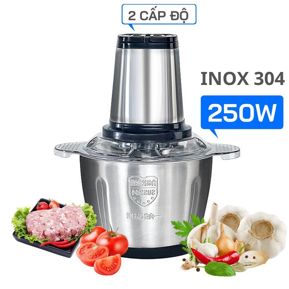 Máy xay thịt, cối xay thực phẩm nhà bếp 2L, chất liệu inox 304 chuẩn, 4 lưỡi dao siêu bén, tiện dụng, bảo hành 12 tháng