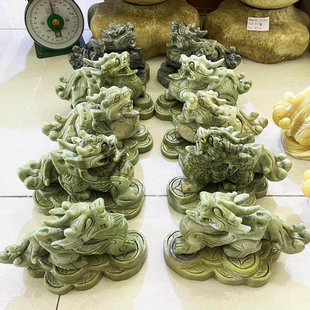 Tỳ hưu, tì hưu ngọc thật màu xanh ngọc dài 20cm, nặng 4kg/ cặp cho người mệnh Hỏa và Mộc