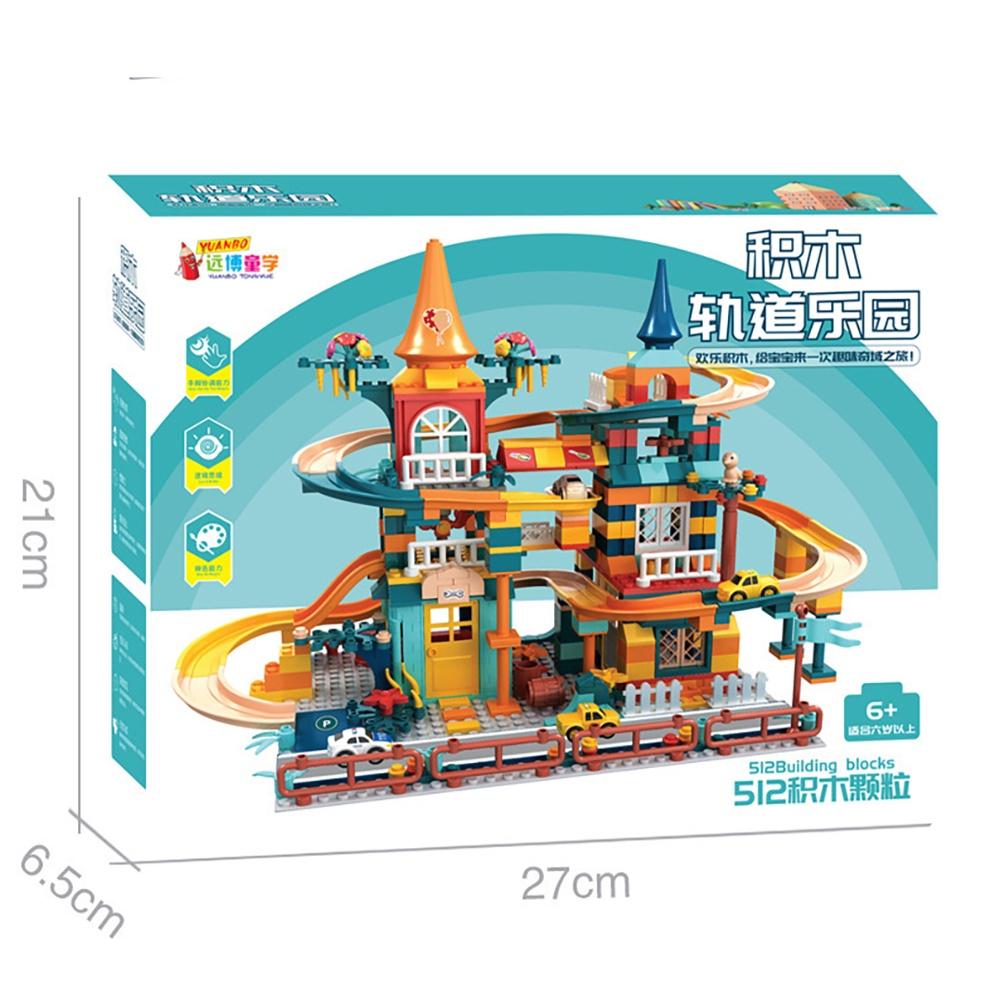 Đồ chơi trẻ em, bộ đồ chơi xếp hình lắp ghép phát triển trí tuệ lâu đài cầu trượt 512 chi tiết nhựa ABS cao cấp.