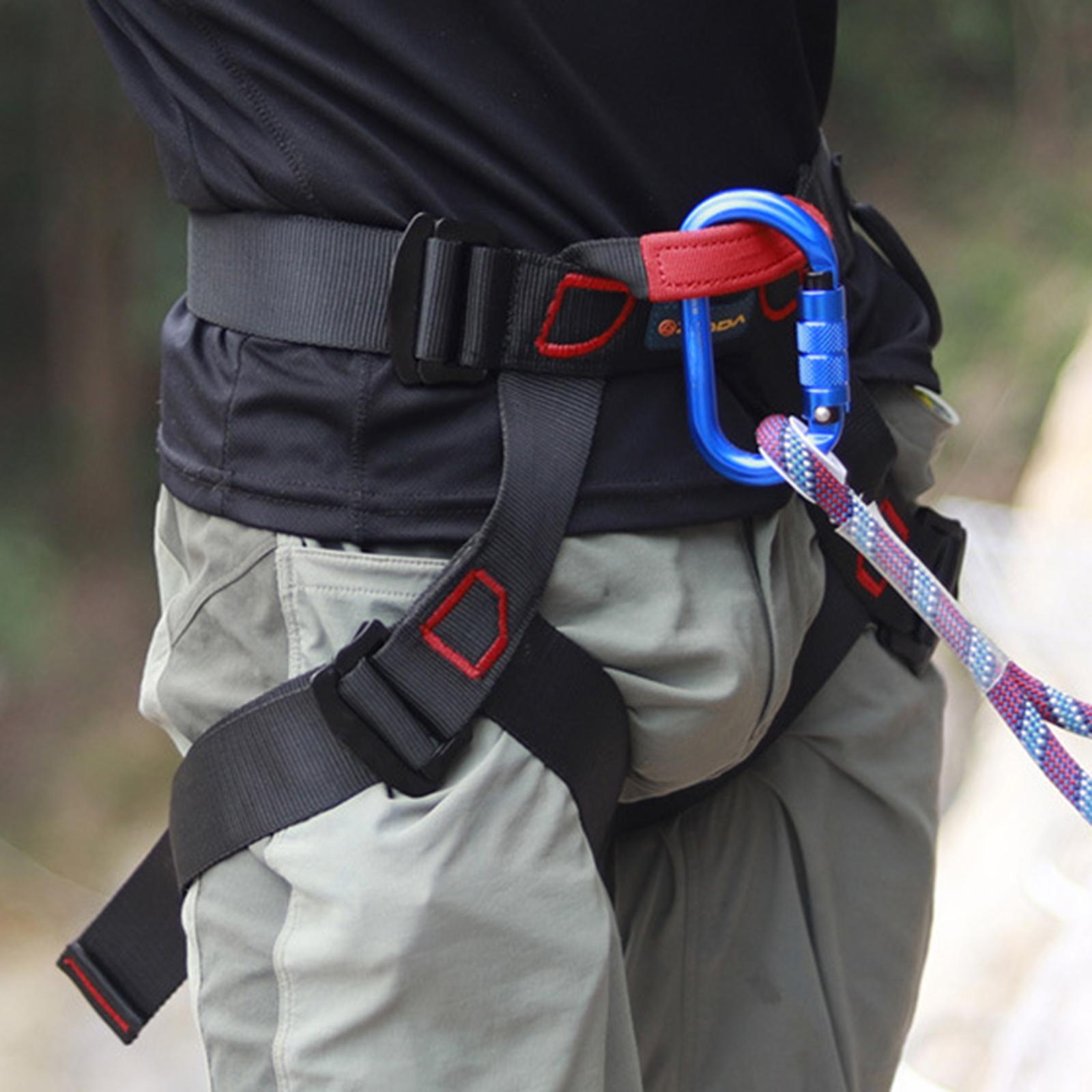 Climbing Harness Adjustable Waist Safe Belt Wider Climbing Rappelling Black