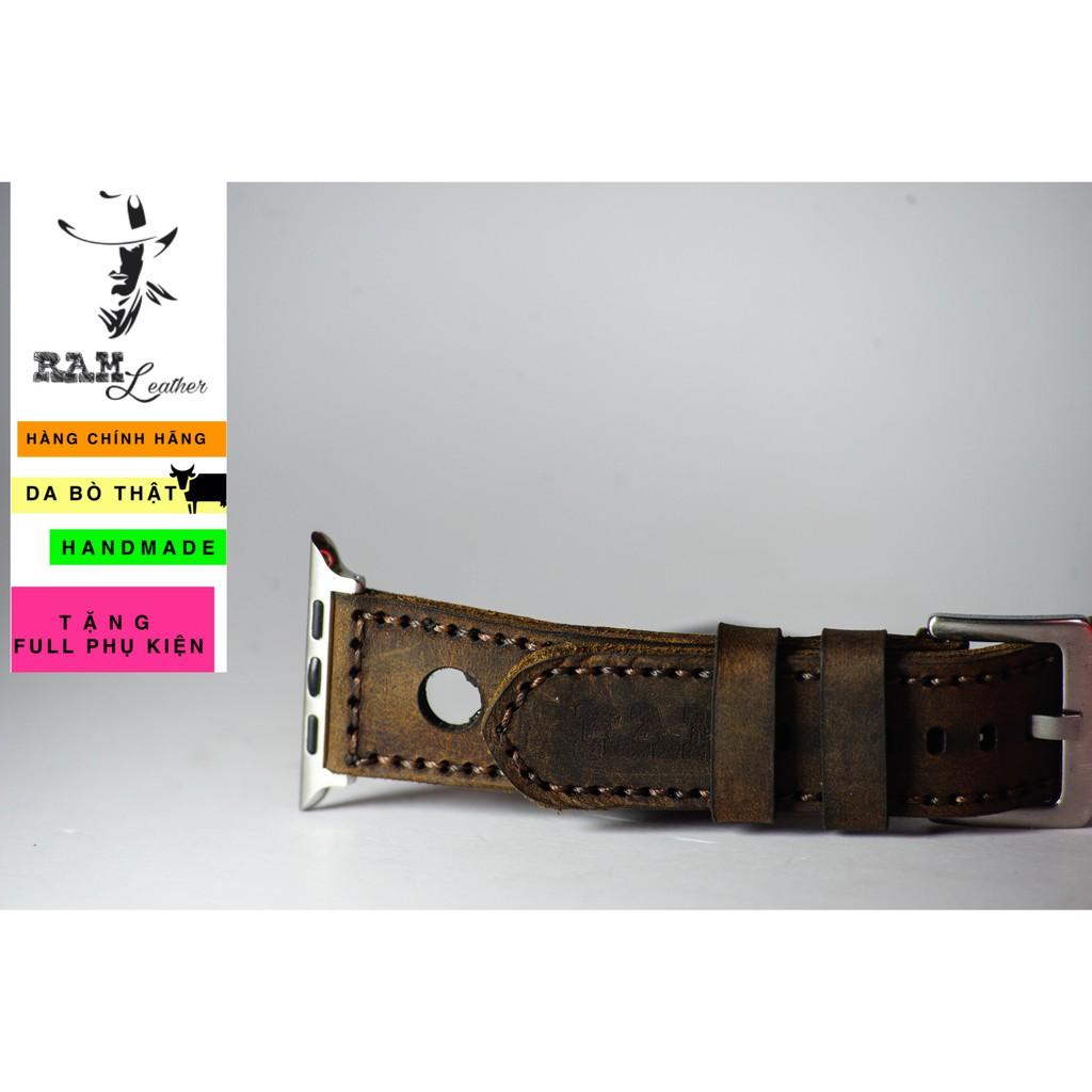 Dây đồng hồ RAM Leather da bò handmade - RAM d1 nâu đất