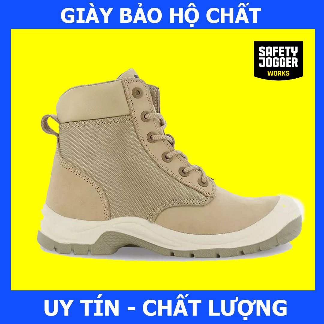 [Hàng Chính Hãng] Giày Bảo Hộ Safety Jogger Rush Sand Da Chất Lượng Cao, Chống Va Đập Mạnh, Chống Đâm Xuyên