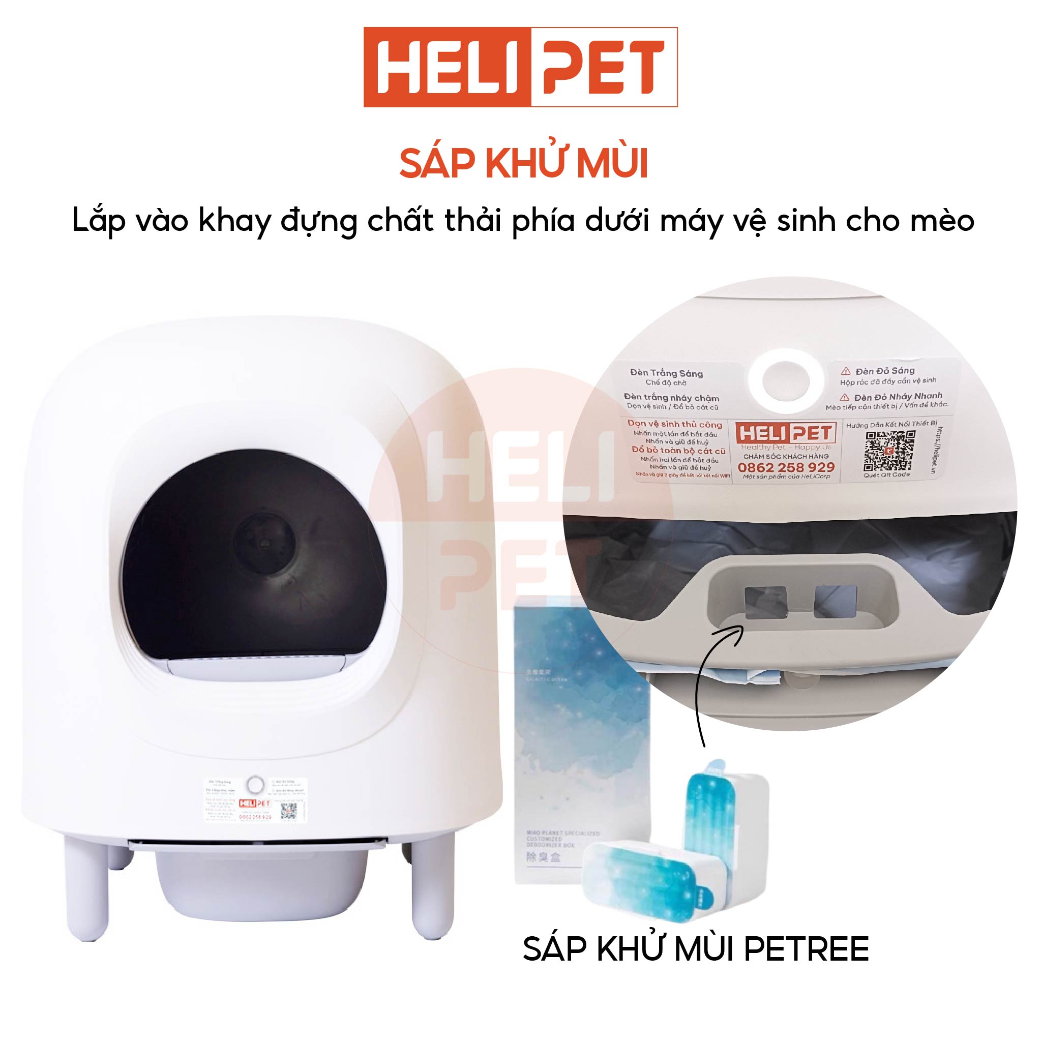 Máy Vệ Sinh, Dọn Phân Mèo Tự Động PETREE x HeLiPet, Kết Nối Wifi, Dùng App, Bản Quốc Tế