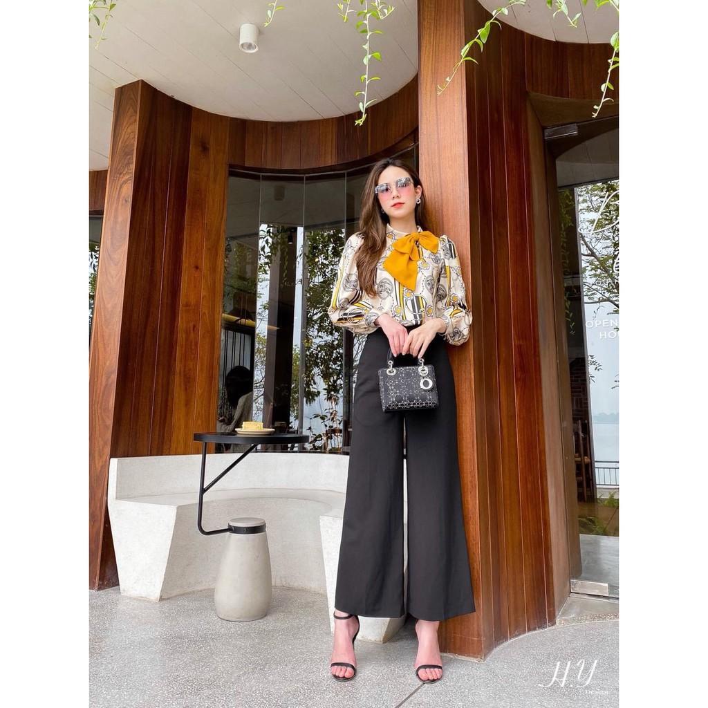 ÁO SƠ MI LỤA NƠ VÀNG DÀI TAY CHO NỮ