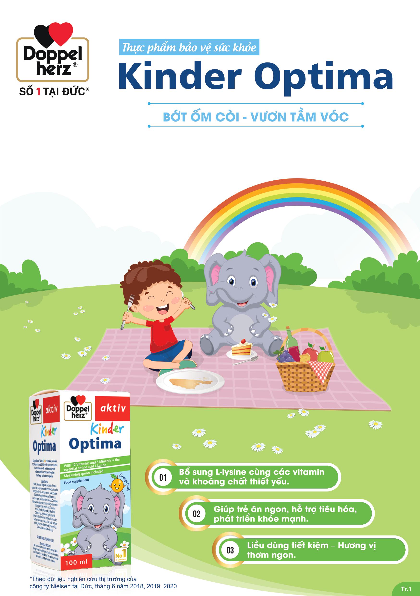 Bộ đôi Vươn cao tầm vóc 02 Siro ăn ngon, cải thiện tầm vóc cho bé Doppelherz Aktiv Kinder Optima