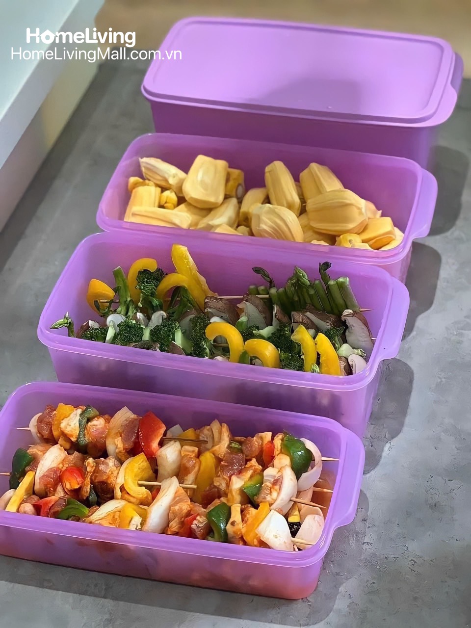 Bộ Trữ Mát &amp; Khô Tupperware Freshia Purple Set 5