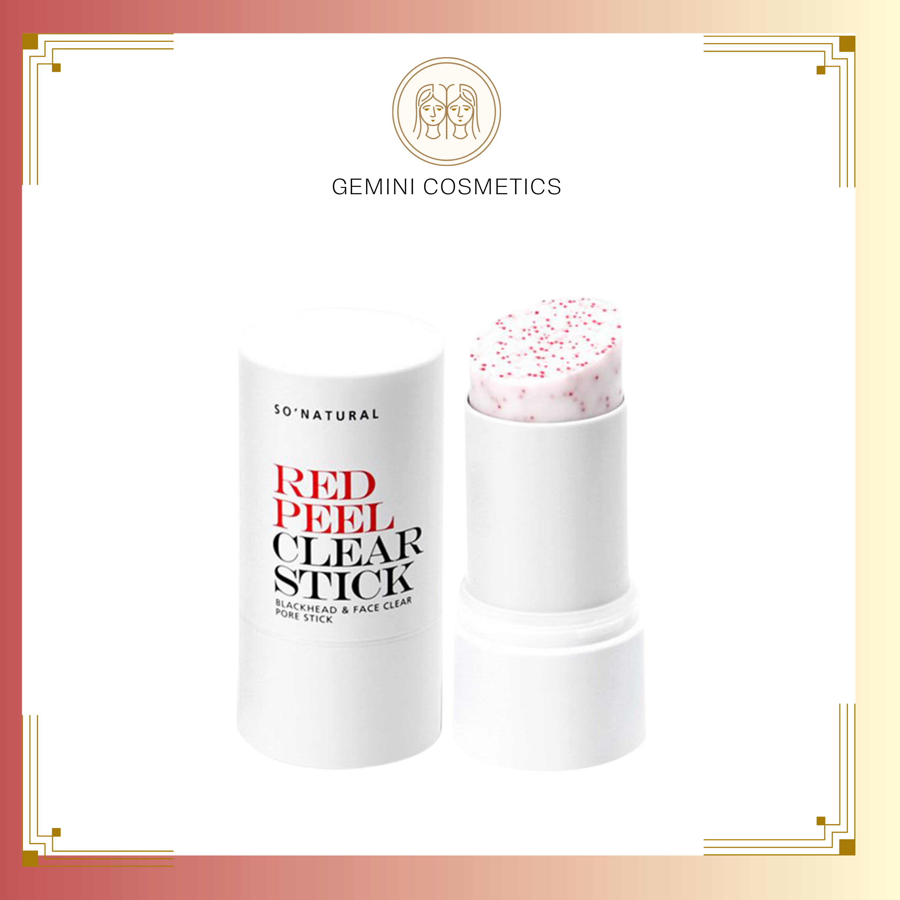 Sáp ngừa mụn So’Natural Red Peel Clear Stick Pore Blackhead & Face 23g tặng kèm mặt nạ Su:m