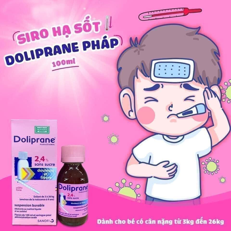 Siro Hạ Sốt Doliprane 100ml Cho Bé Từ Sơ Sinh Đến 9 Tuổi