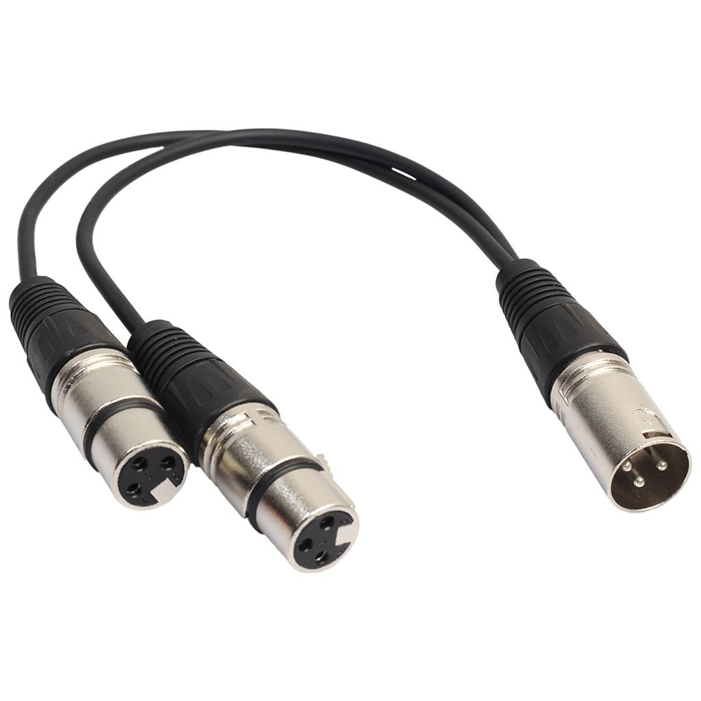 XLR Mic Audio Y Splitter Cable Mic Microphone Cord,3 Pin Male To 2 Female Splitter Adapter 0.3m