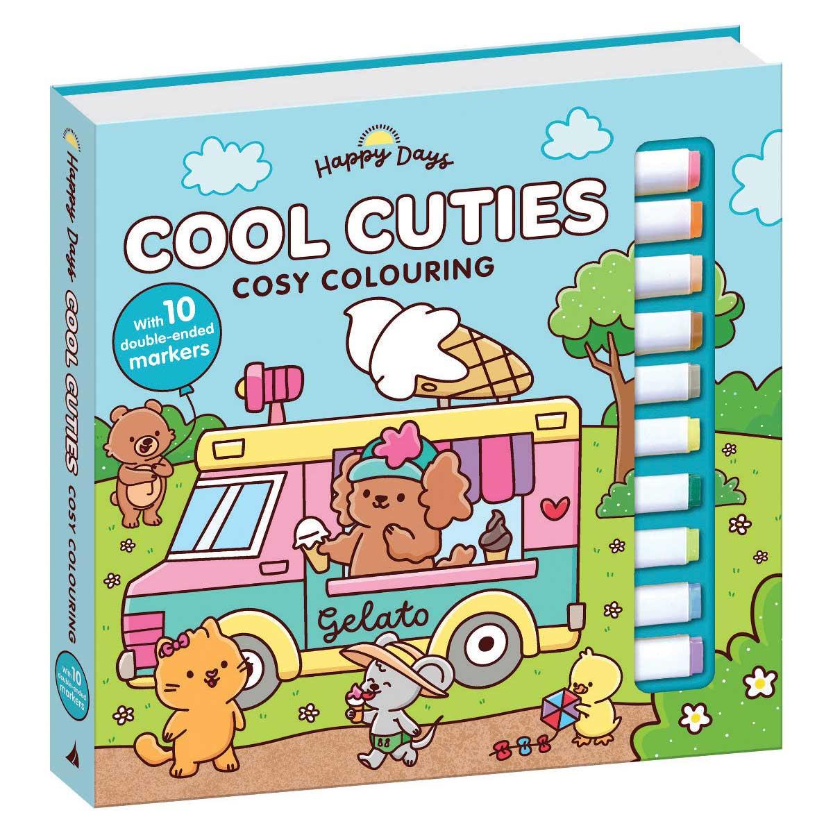 Sách Happy Days - Deluxe Cosy Colouring Folder - Cool Cuties