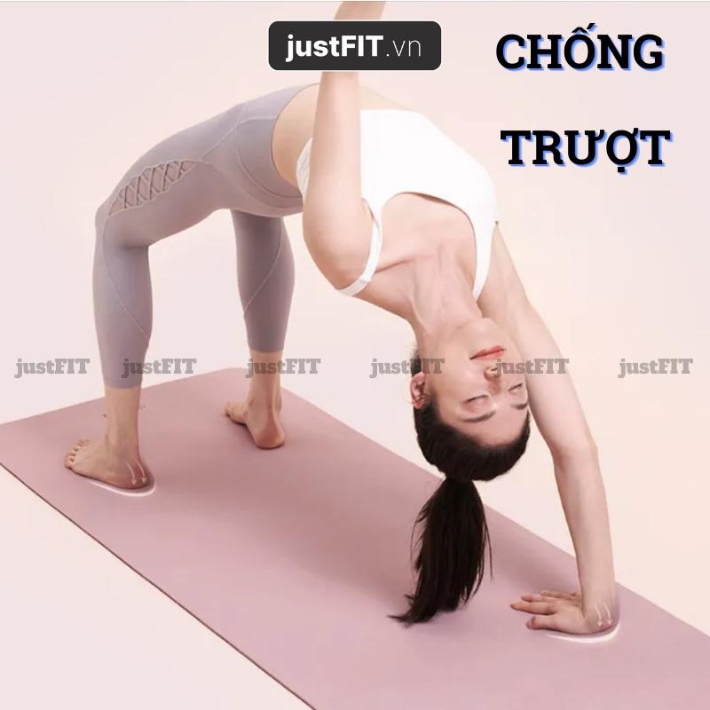 Thảm tập yoga chống trượt justFIT tập gym, định tuyến tập yoga, thể dục tại nhà cao cấp cao su non TPE dày 6mm 8mm