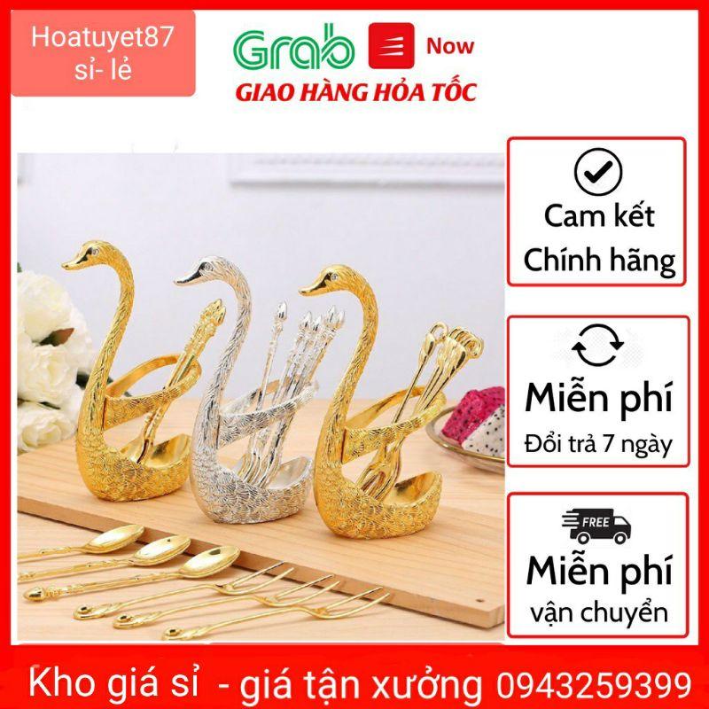 Bộ thìa dĩa thiên nga mạ vàng sang chảnh
