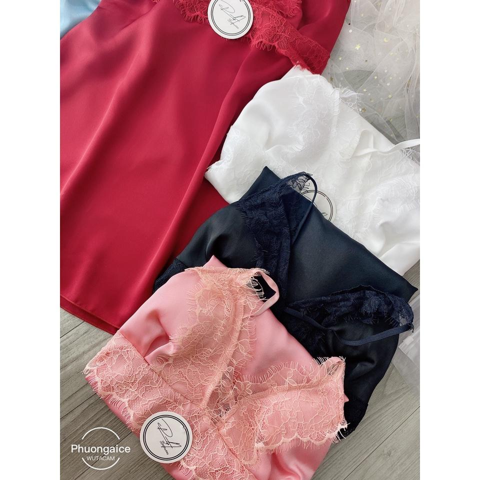 Đồ ngủ sexy,Váy ngủ 2 dây lụa satin quyến rũ cao cấp- Phuongaliceshop