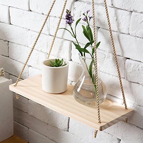 Kệ gỗ treo tường bằng dây