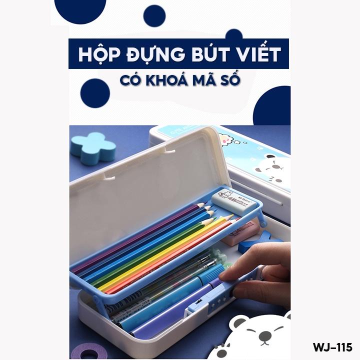 Hộp Bút Có Mật Khẩu Đa Năng Mẫu Hình Chữ Nhật Có In Hoạt Hình Ngô Nghĩnh Dành Cho Bé WJ-115