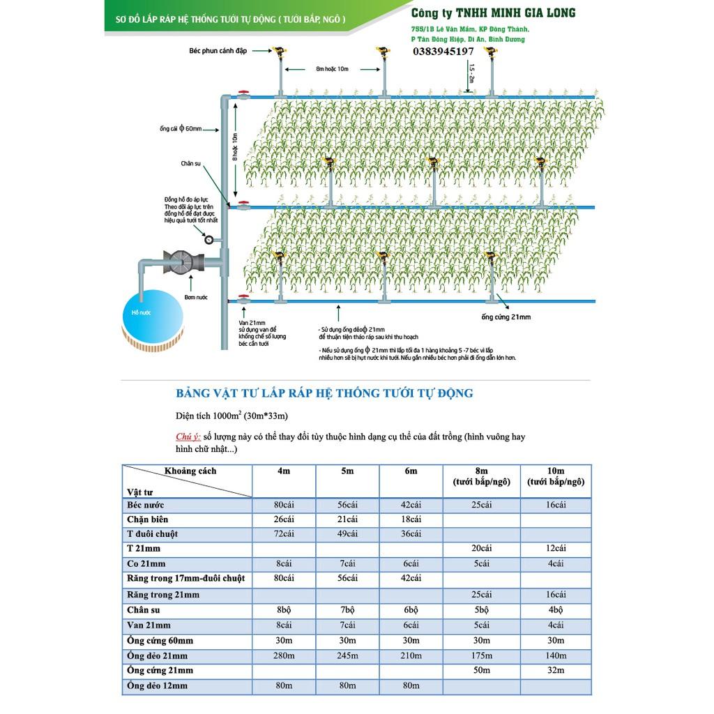 Béc tưới cánh đập tùy chỉnh góc , béc tưới xoay 360 độ, Combo 50 béc tưới cây - K122G
