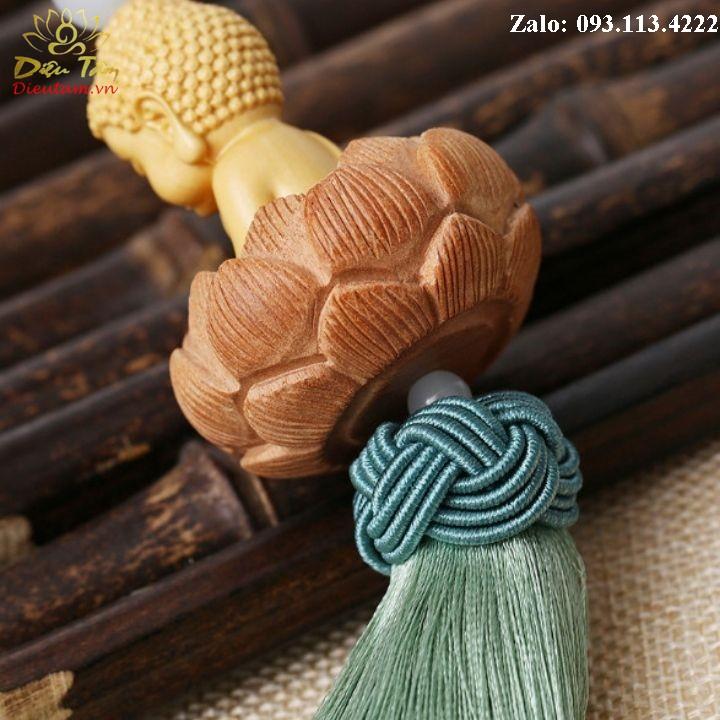 Dây treo ô tô khánh treo ô tô tượng phật gỗ hoàng dương thơm - gỗ phong thủy