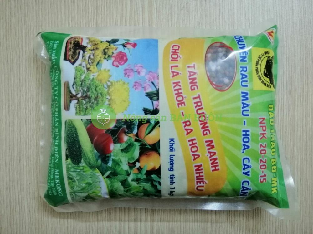 PHÂN BÓN HỖN HỢP ĐẦU TRÂU BĐ-MK NPK 20-20-15 CHUYÊN RAU MÀU, CÂY CẢNH TĂNG TRƯỞNG MẠNH, GÓI 1KG