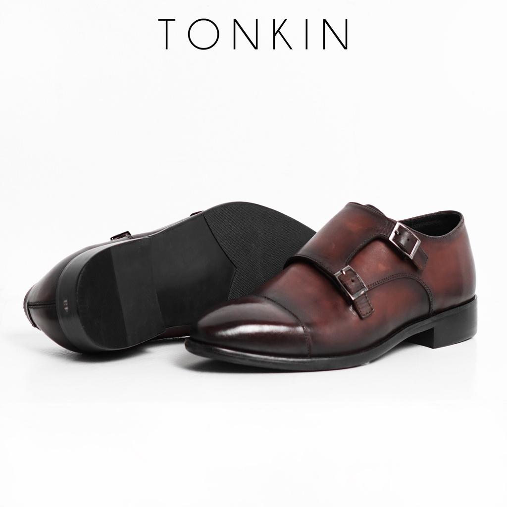 Giày tây công sở nam màu nâu Rasho Monk Strap, giày văn phòng da thật TONKIN