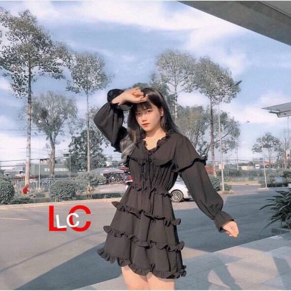 Váy Vintage Babydoll Phối Nơ - DA04