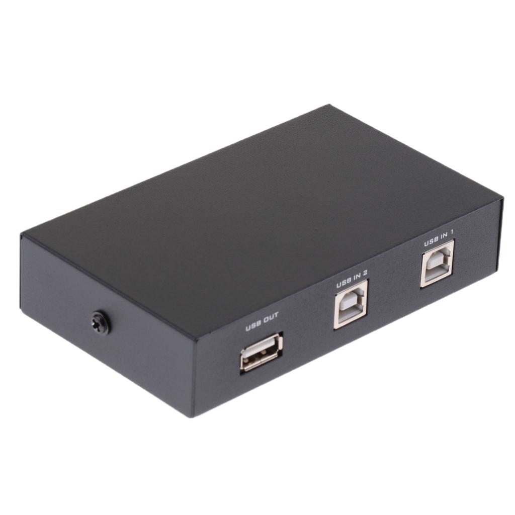 USB 2.0 Manual Sharing Switch KVM Switcher Adapter Box 2 Computers Share 1 USB Device Hub for Printer Scanner
