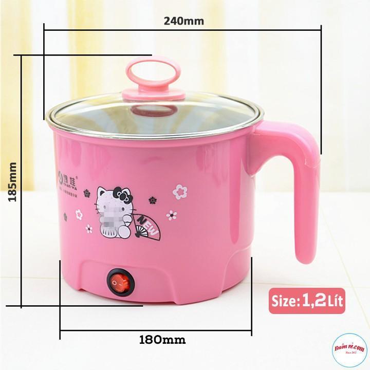 Ca Nấu Mì, Lẩu Mini Đa Năng Có Tay Cầm 1,8L - Nồi Lẩu Điện Mini Kèm Giá Hấp - Loại Tốt