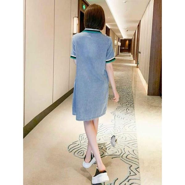 HÀNG NHẬP - ĐẦM SUÔNG JEAN PHỐI TÚI XANH