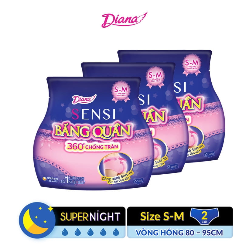 Combo 3 Băng vệ sinh Diana Sensi băng quần size S-M-1909