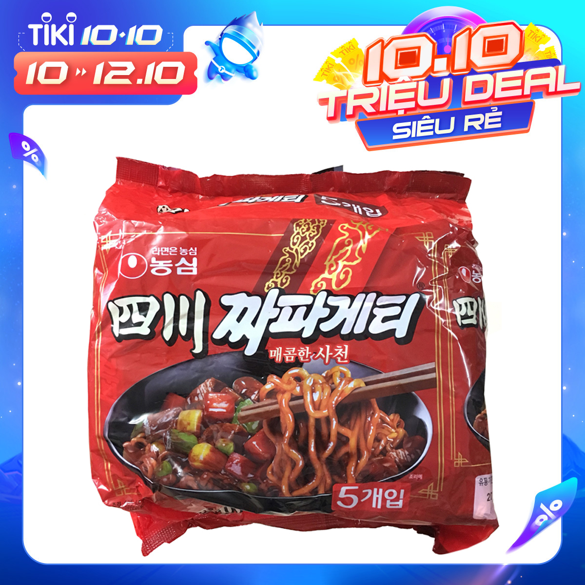 Bịch 5 Gói Mì Trộn Tương Đen Chapagetti Cay Sachun Nongshim Hàn Quốc 137G X 5