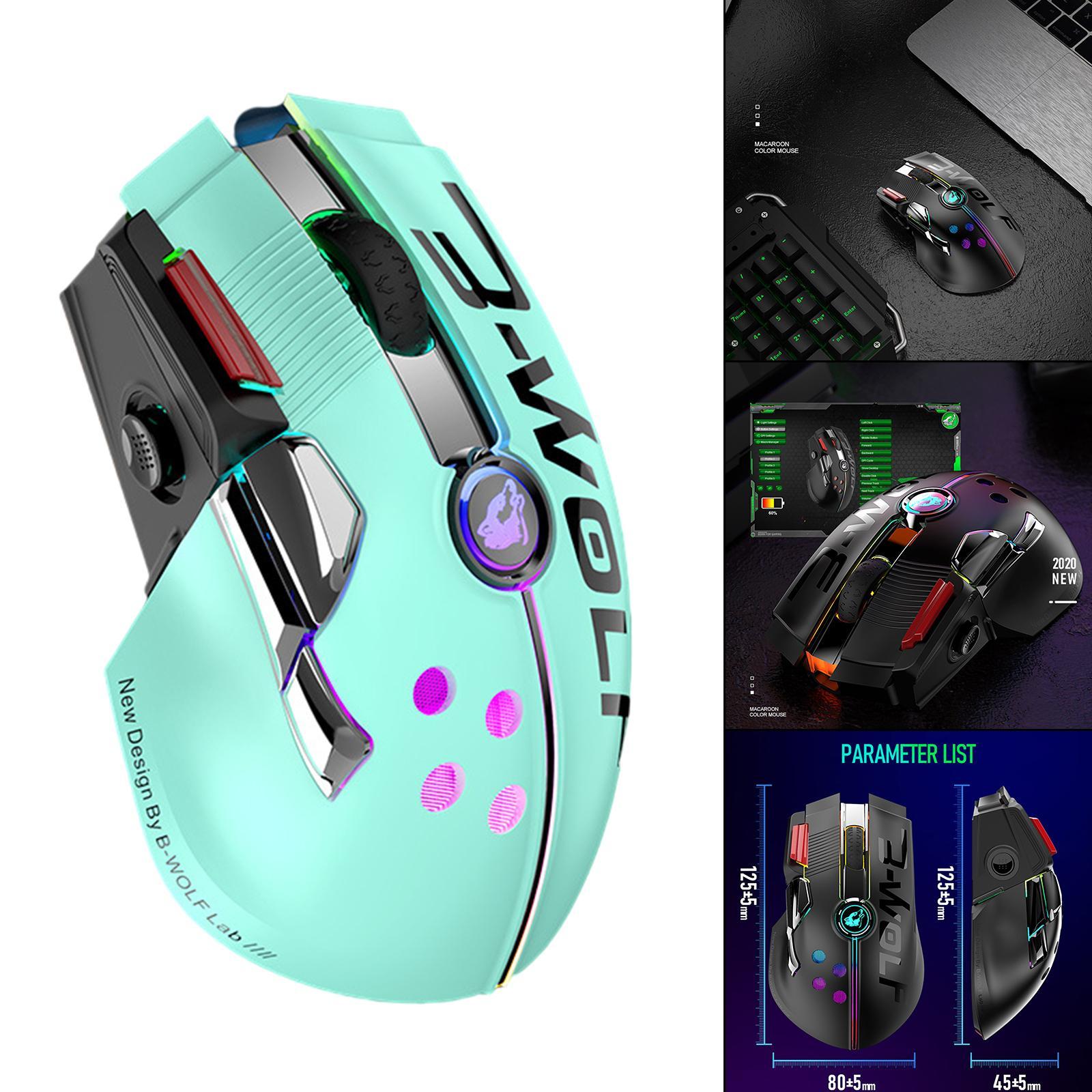 2.4G USB   Wireless RGB LED Gaming Mouse Mice 12000DPI for Gamer Black