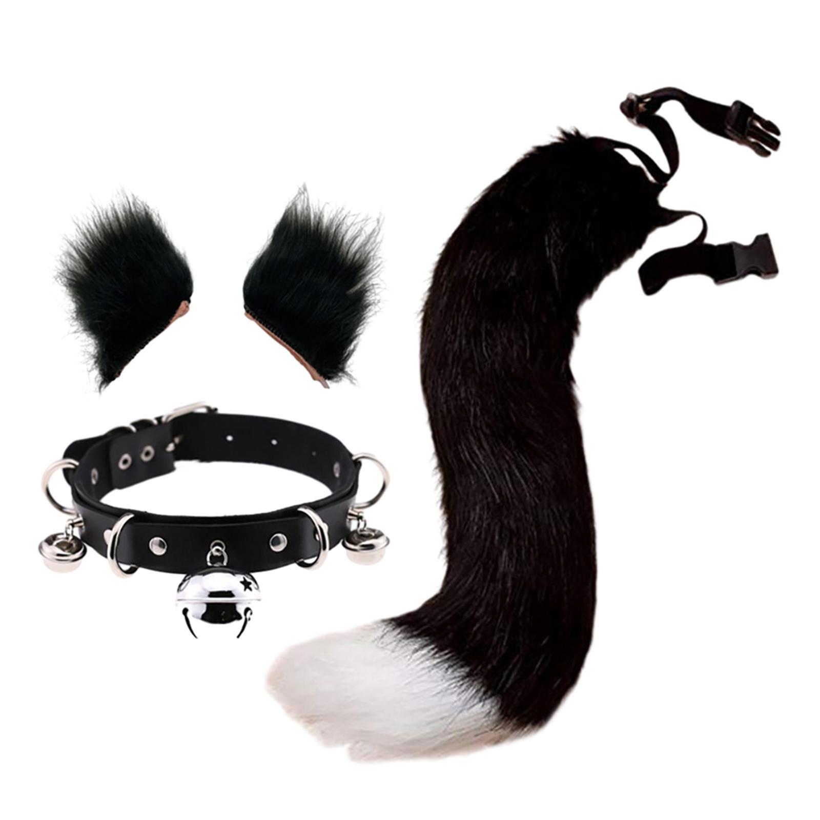 3Pcs Animals Ears and Long Tail Set Cute Cat Ear and Tail Halloween Costume