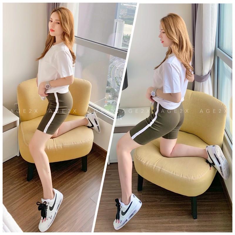 Quần legging lửng, Quần biker short, Quần legging đùi, AGE2X chất borip co giãn giầy dặn thoải mái chuẩn hàng vnxk