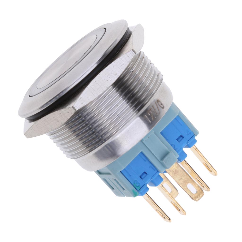 22mm 1NO1NC Stainless Steel 12V LED Momentary Push Button Switch Blue